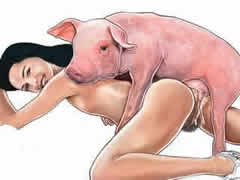 a young piglet and a horny girl...